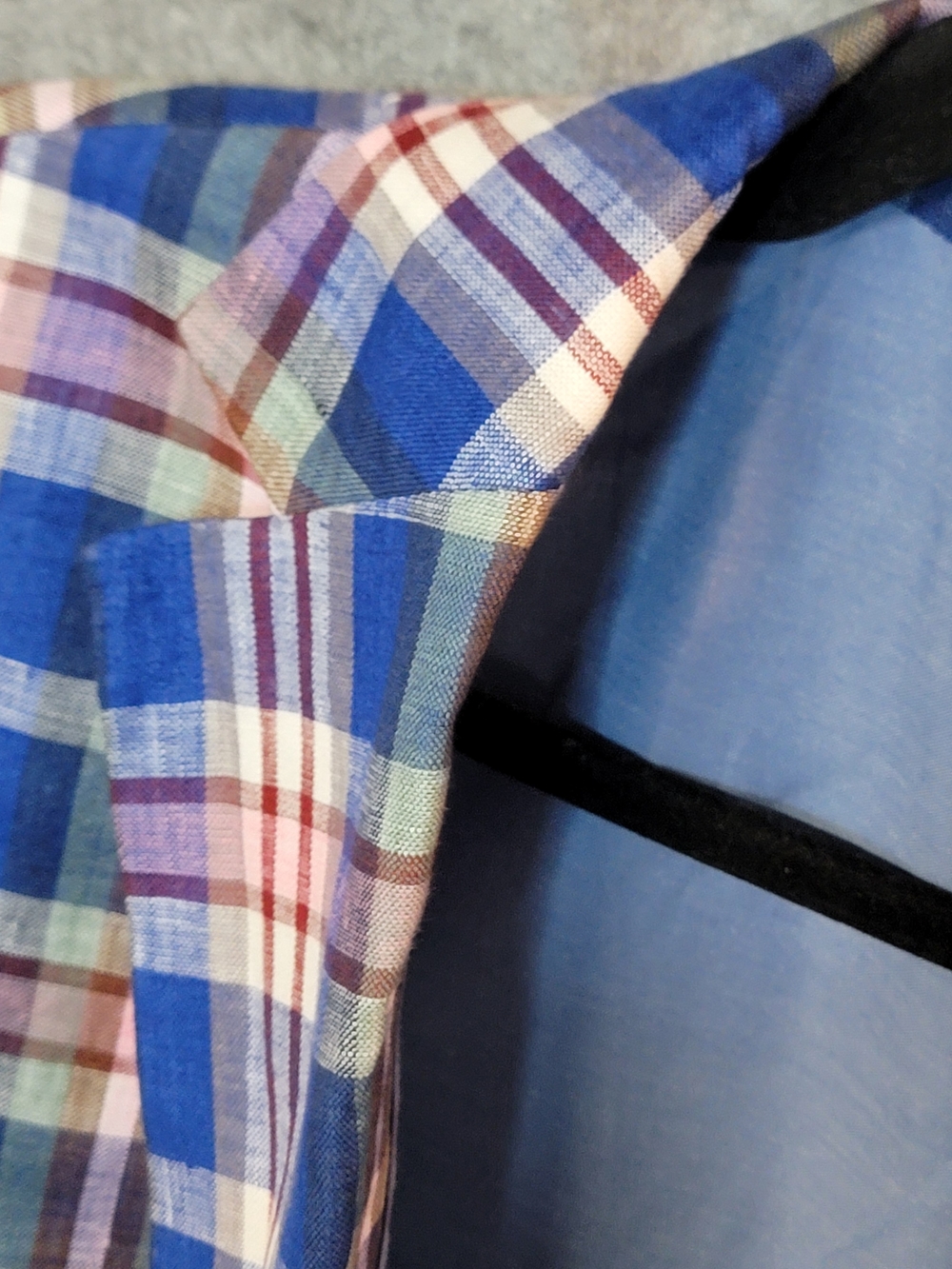 TALLIA Slim Fit Blue Multi-Color Plaid 100% Linen Sport Coat 42R - Picture 10 of 16